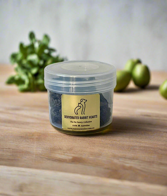 Dehydrated Rabbit Hearts - The Pet Pantry  Collection - Yum Dog Treats Online